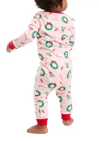 Baby Holiday Wreaths One Piece Pajama