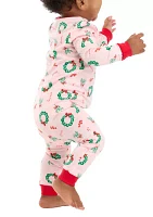 Baby Holiday Wreaths One Piece Pajama