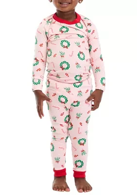 Toddler Holiday Wreaths Pajama Set