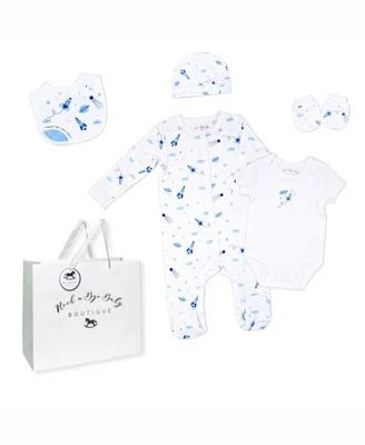 Baby Boys Rocket Ships Layette, 5 Piece Set