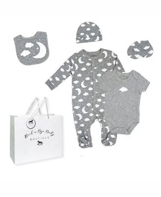 Baby Boys and Girls Crescent Moon Layette, 5 Piece Set