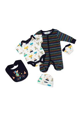 Baby Boys Animals Cars 5 Piece Layette Set