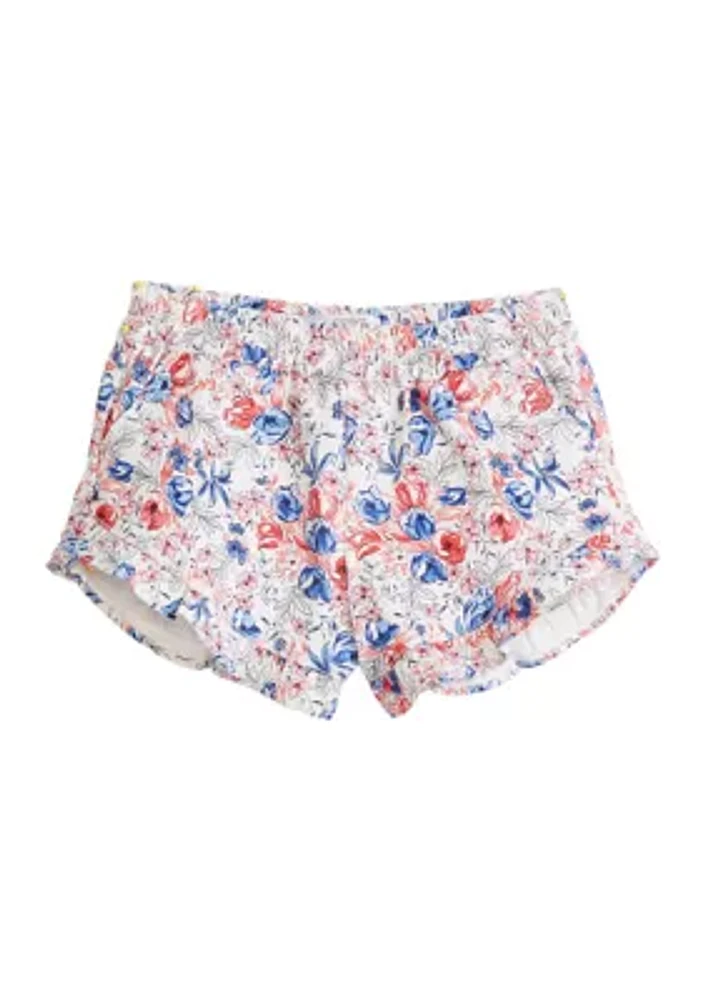 Toddler Girls Printed Stretch Twill Ruffle Shorts