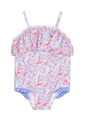 Baby Girls Shimmer On Single Ruffle One Piece Swimsuit