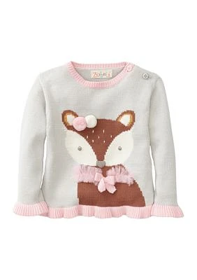 Baby Girls Fox Appliqué Sweater