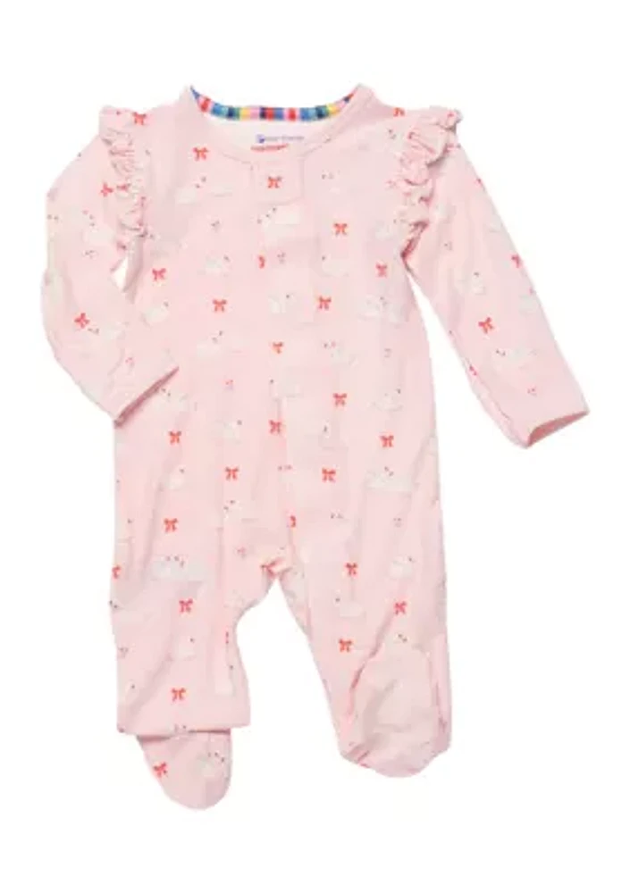 Baby Girls Swan of a Kind Printed Footie Pajamas