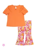 Baby Girls Rainbow Appliqué Top and Printed Pants Set