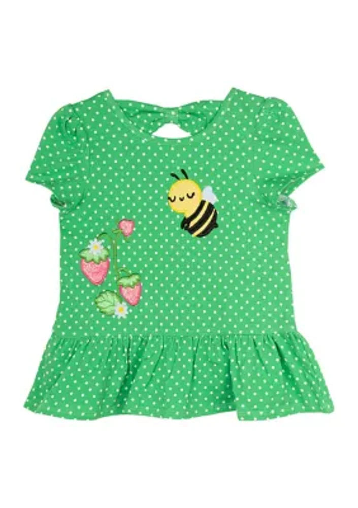 Toddler Girls Polka Dot Bee Top