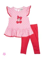 Baby Girls Cherry Interlock Set