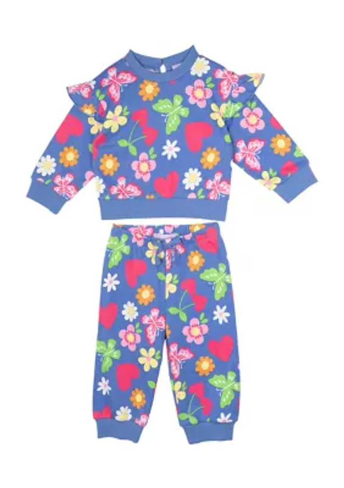 Baby Girls Printed French Terry Set