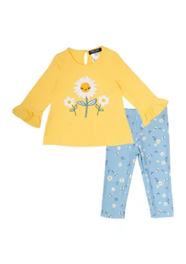 Baby Girls Daisy Graphic Top and Printed Leggings Set