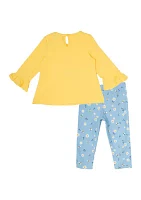 Baby Girls Daisy Graphic Top and Printed Leggings Set