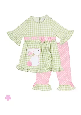 Baby Girls Check Print Bunny Set