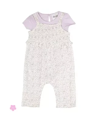 Baby Girls Knit Top and Printed Jumpsuit Set