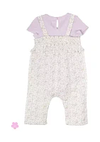 Baby Girls Knit Top and Printed Jumpsuit Set