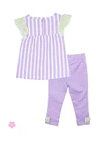 Baby Girls Stripe Top and Dot Printed Leggings Set