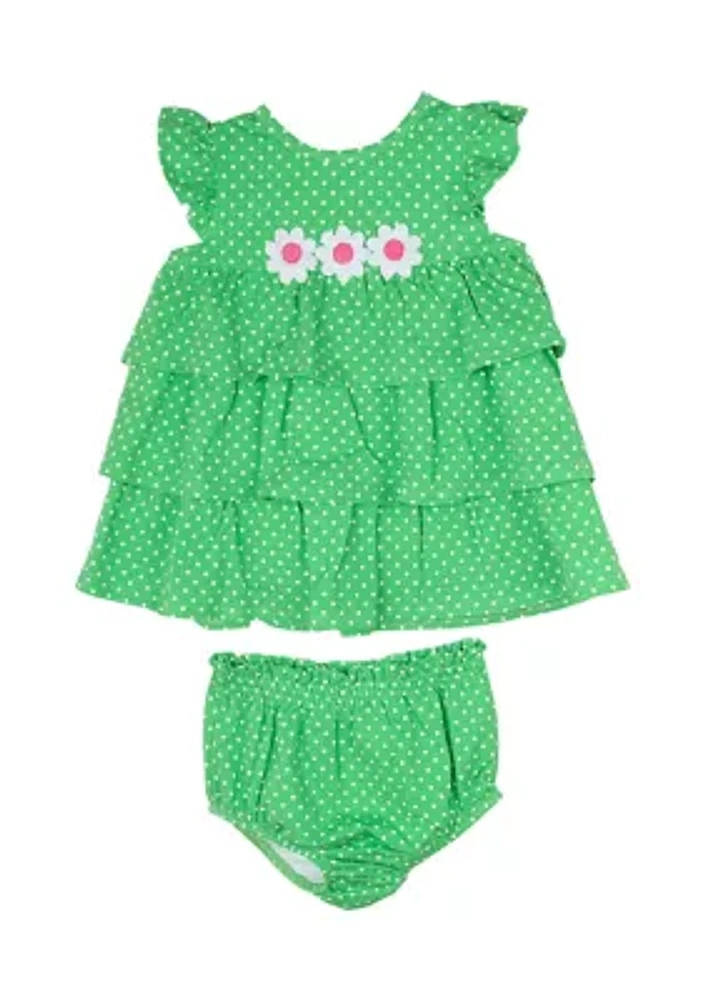 Baby Girls Polka Dot Daisy Dress and Bloomer