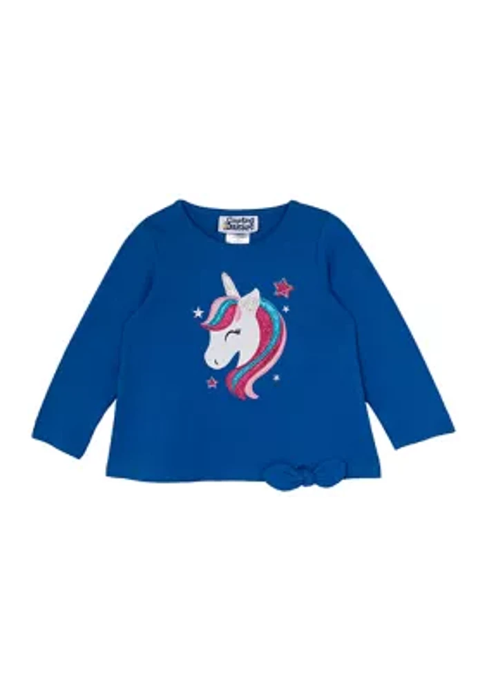 Toddler Girls Unicorn Applique Top