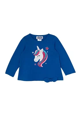 Toddler Girls Unicorn Applique Top