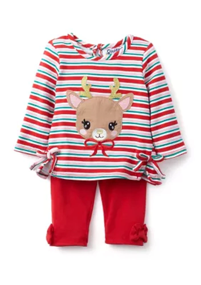 Baby Girls Festive Top and Printed Leggings Set