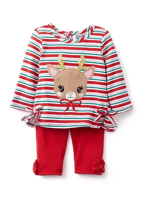 Baby Girls Festive Top and Printed Leggings Set