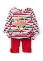 Baby Girls Festive Top and Printed Leggings Set