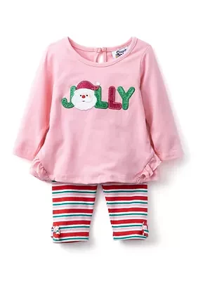 Baby Girls Jolly Appliqué Top and Printed Leggings Set