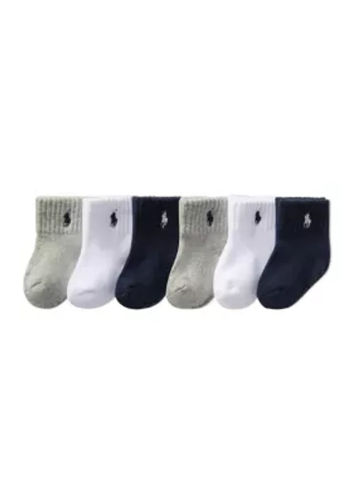 Baby Boys Sport Quarter Socks - 6 Pack