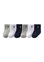 Baby Boys Sport Quarter Socks - 6 Pack