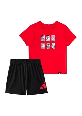 Baby Boys Two-Piece Short Sleeve Cotton Tee & Elastic Waistband Logo Set