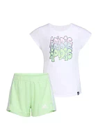 Toddler Girls Graphic T-Shirt Mesh Shorts Set