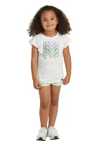 Toddler Girls Graphic T-Shirt Mesh Shorts Set