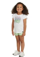 Toddler Girls Graphic T-Shirt Mesh Shorts Set