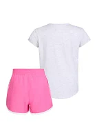 Toddler Girls Two Piece Essential Heather T-Shirt and Woven Shorts Set