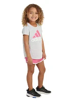 Toddler Girls Two Piece Essential Heather T-Shirt and Woven Shorts Set