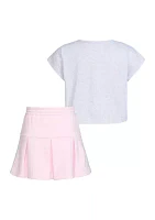 Toddler Girls Two Piece Box Graphic Heather Top and Skort Set