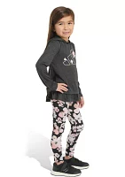 Toddler Girls Long Sleeve Ruffle Mélange Top and Printed Leggings Set