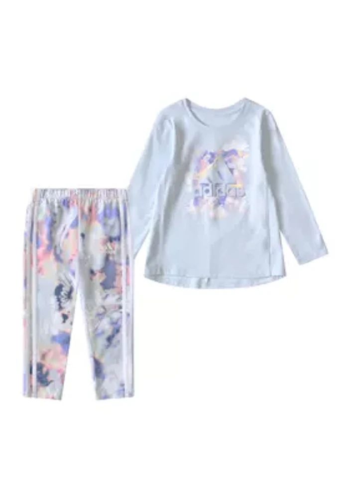 Baby Girls 2 Piece Long Sleeve T-Shirt and Printed Leggings Set