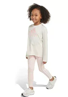 Toddler Girls Long Sleeve Graphic Heather Top and Printed Leggings Set