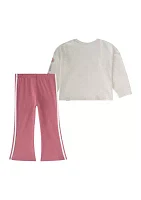 Baby Girls Long Sleeve Graphic Heather T-Shirt and Flare Pants Set