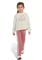 Toddler Girls Long Sleeve Graphic Heather T-Shirt and Flared Pants Set