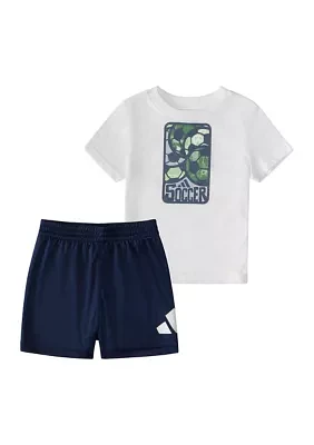 Baby Boys Two Piece Essential Cotton Graphic T-Shirt and Shorts Set