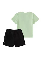 Baby Boys Two Piece Short Sleeve French Terry T-Shirt and Cargo Shorts Set