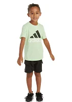 Toddler Boys Two Piece Short Sleeve Graphic T-Shirt and French Terry Cargo Shorts Set