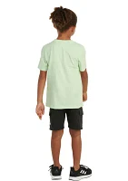 Toddler Boys Two Piece Short Sleeve Graphic T-Shirt and French Terry Cargo Shorts Set