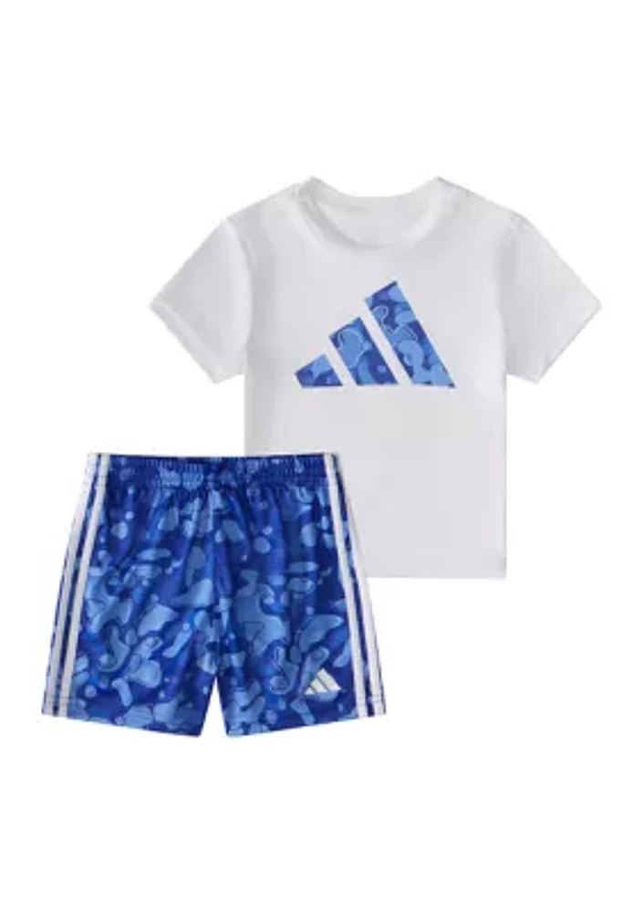 Baby Boys Short Sleeve Polyester Graphic T-Shirt & Printed Shorts Set