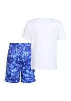 Toddler Boys Polyester T-Shirt and Printed 3 Stripe Shorts Set