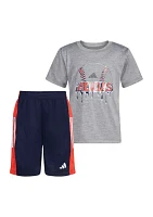 Toddler Boys Two Piece Three Stripes Color Blocked Shorts Set