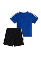 Baby Boys Two Piece Short Sleeve 3 Stripes Soccer T-Shirt and Shorts Set