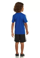 Toddler Boys Two Piece Short Sleeve 3 Stripes Soccer T-Shirt and Shorts Set